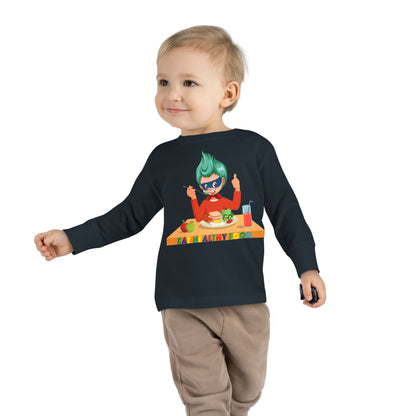 Toddler Long Sleeve Tee - Super kiddo eating healthy breafast - [[{"value":"Wonderwear Kid"}]]