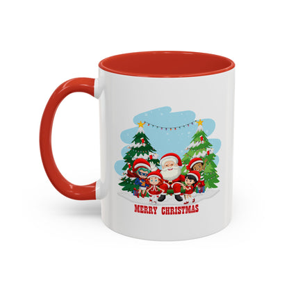 Accent Coffee Mug - Super kiddo with santa claus Merry christmas - [[{"value":"Wonderwear Kid"}]]