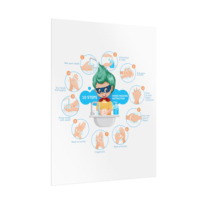 Rolled Posters - Super kiddo hand washing steps - [[{"value":"Wonderwear Kid"}]]