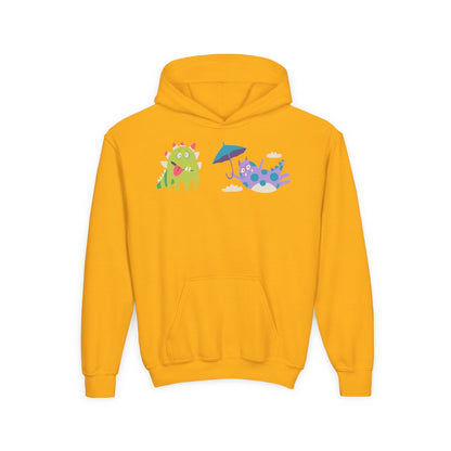 Youth Heavy Blend Hooded Sweatshirt - Monsters playing Printify