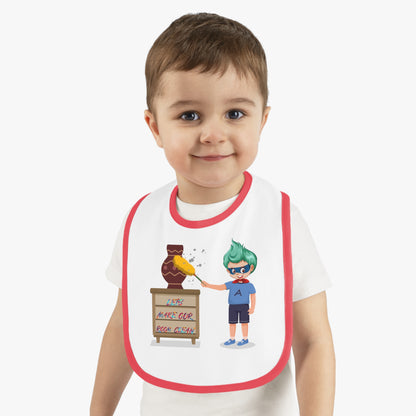 Baby Bib - Super kiddo cleaning a vase - [[{"value":"Wonderwear Kid"}]]