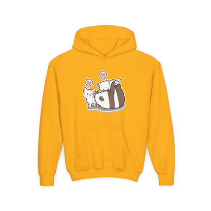 Youth Heavy Blend Hooded Sweatshirt - The Panda and Cat Printify