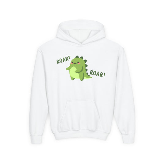 Youth Heavy Blend Hooded Sweatshirt - Cute Dinosaur Roar