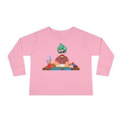 Toddler Long Sleeve Tee - Super kiddo studying - [[{"value":"Wonderwear Kid"}]]