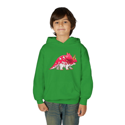 Youth hoodie with fun triceratops dinosaur design Printify