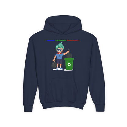 Youth Heavy Blend Hooded Sweatshirt - Super kiddo taking trash out - [[{"value":"Wonderwear Kid"}]]