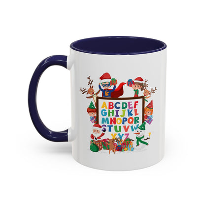 Accent Coffee Mug - Christmas alphabet with super kiddo - [[{"value":"Wonderwear Kid"}]]