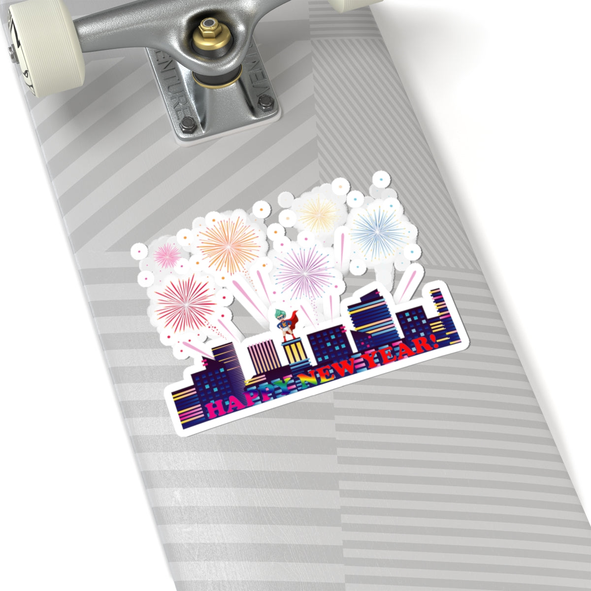 Kiss-Cut Stickers - Super kiddo with fireworks with text - [[{"value":"Wonderwear Kid"}]]
