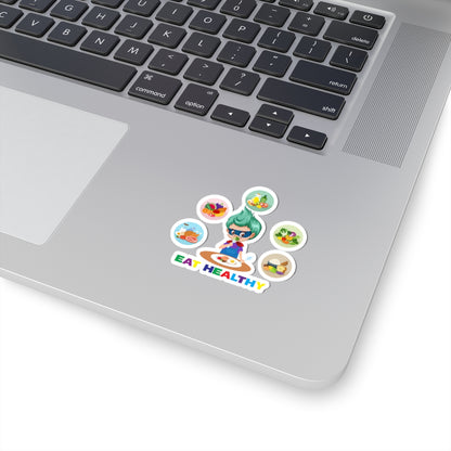 Kiss-Cut Stickers - Supper kiddo showing healthy food to eat - [[{"value":"Wonderwear Kid"}]]