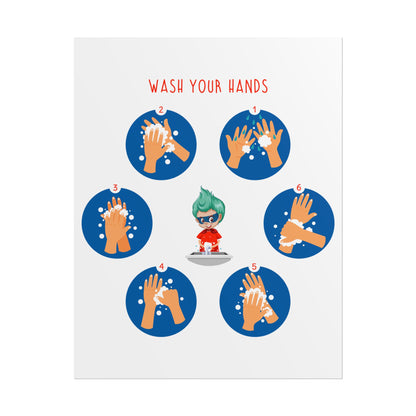 Rolled Posters - Super kiddo teaching how to wash hands - [[{"value":"Wonderwear Kid"}]]