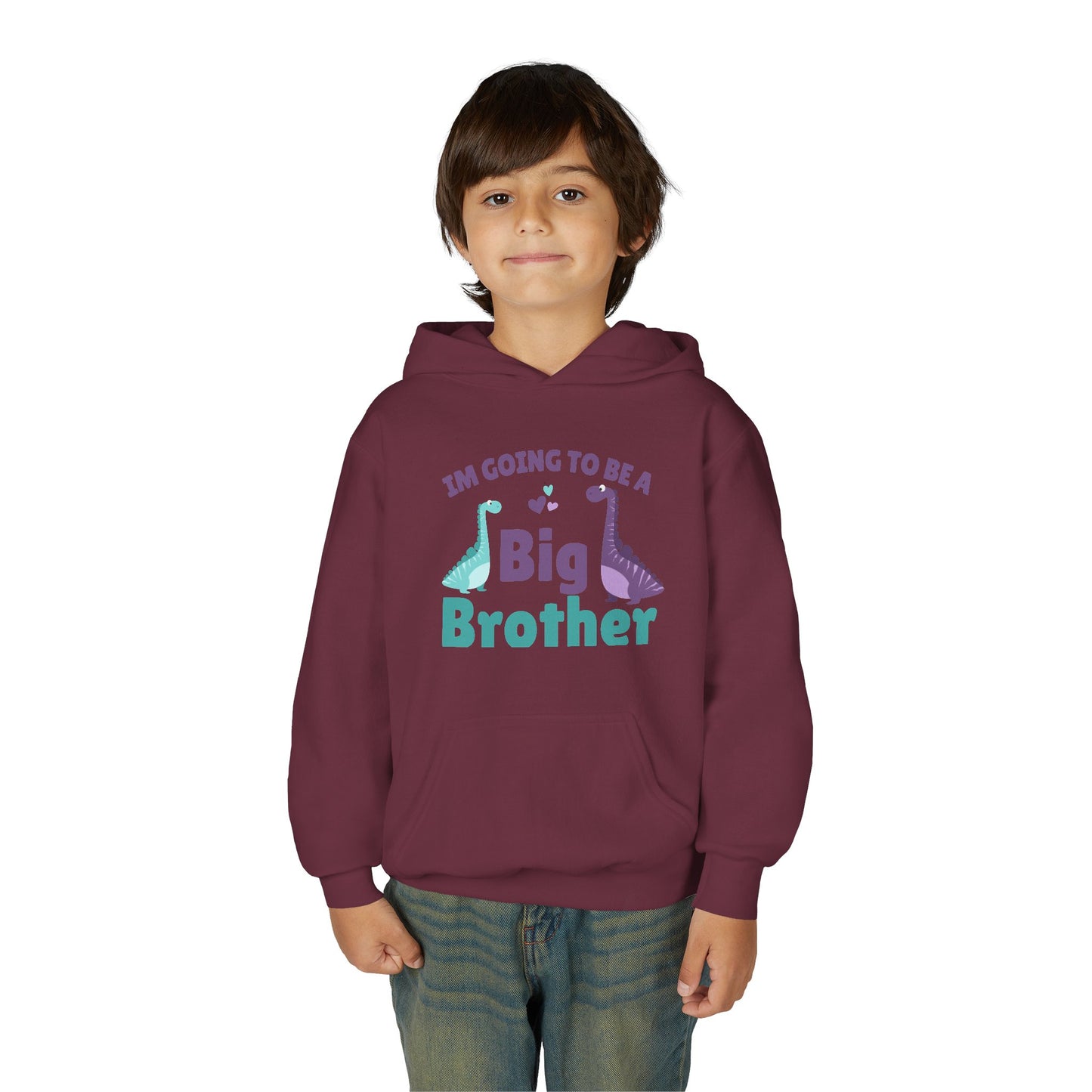 Youth Heavy Blend Hooded Sweatshirt - Big Brother Dinosaur