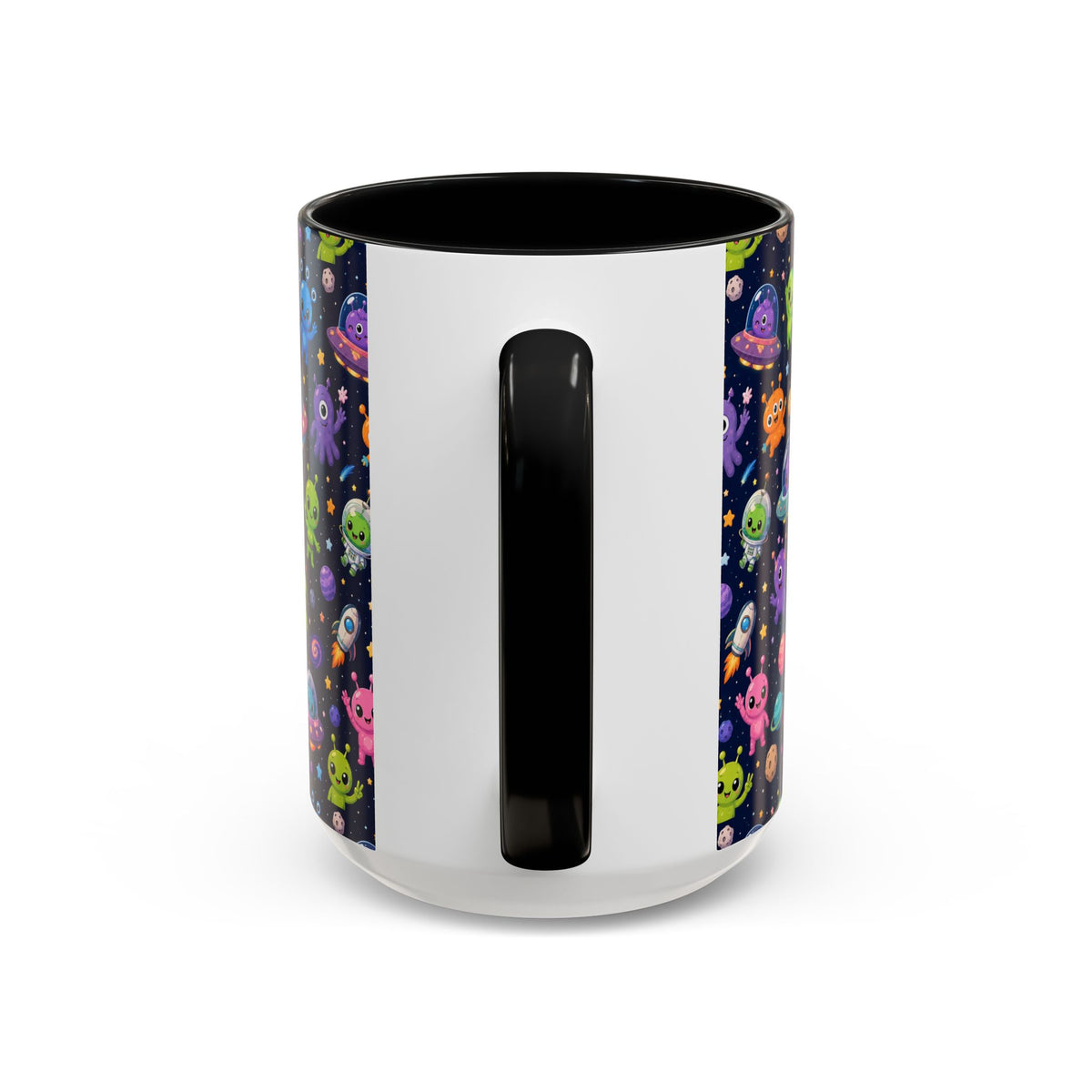 Accent Coffee Mug  (11/15 oz) - Cheerful Cartoon Alien Space