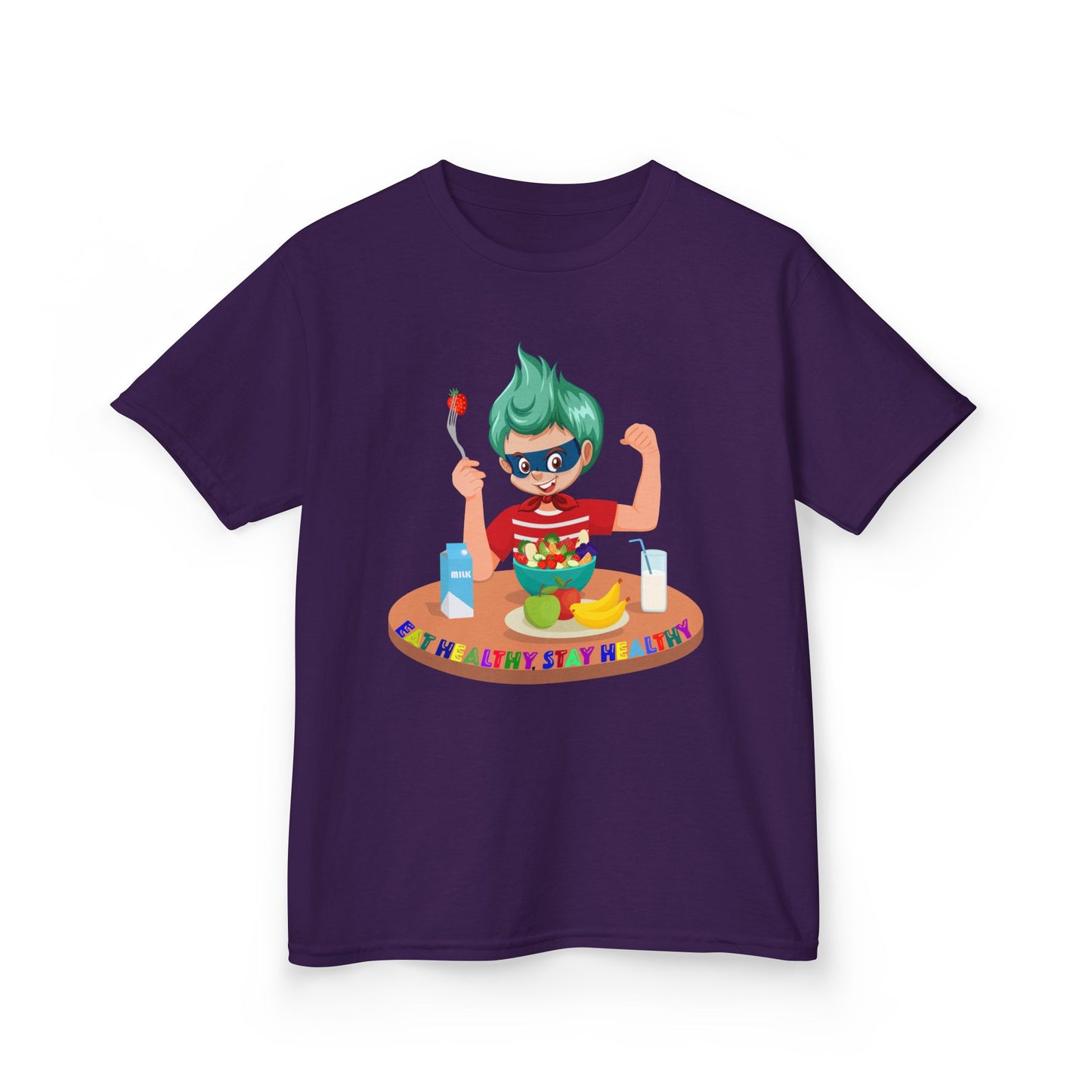 Kids Heavy Cotton™ Tee - super kiddo eating healthy food - [[{"value":"Wonderwear Kid"}]]