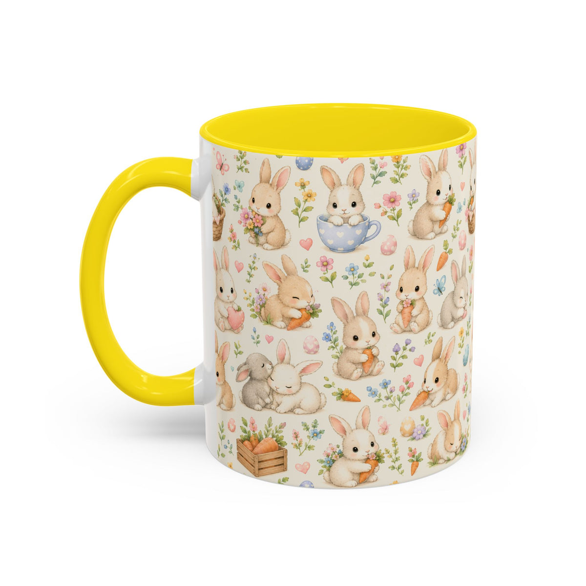 Accent Coffee Mug  (11/15 oz) - Pastel Bunny Garden Easter