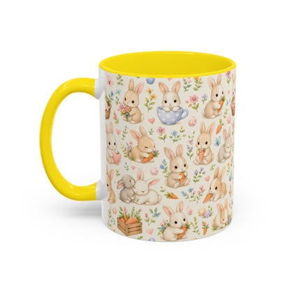 Accent Coffee Mug  (11/15 oz) - Pastel Bunny Garden Easter