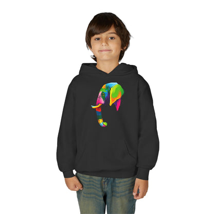 Youth hoodie with adorable elephant design Printify