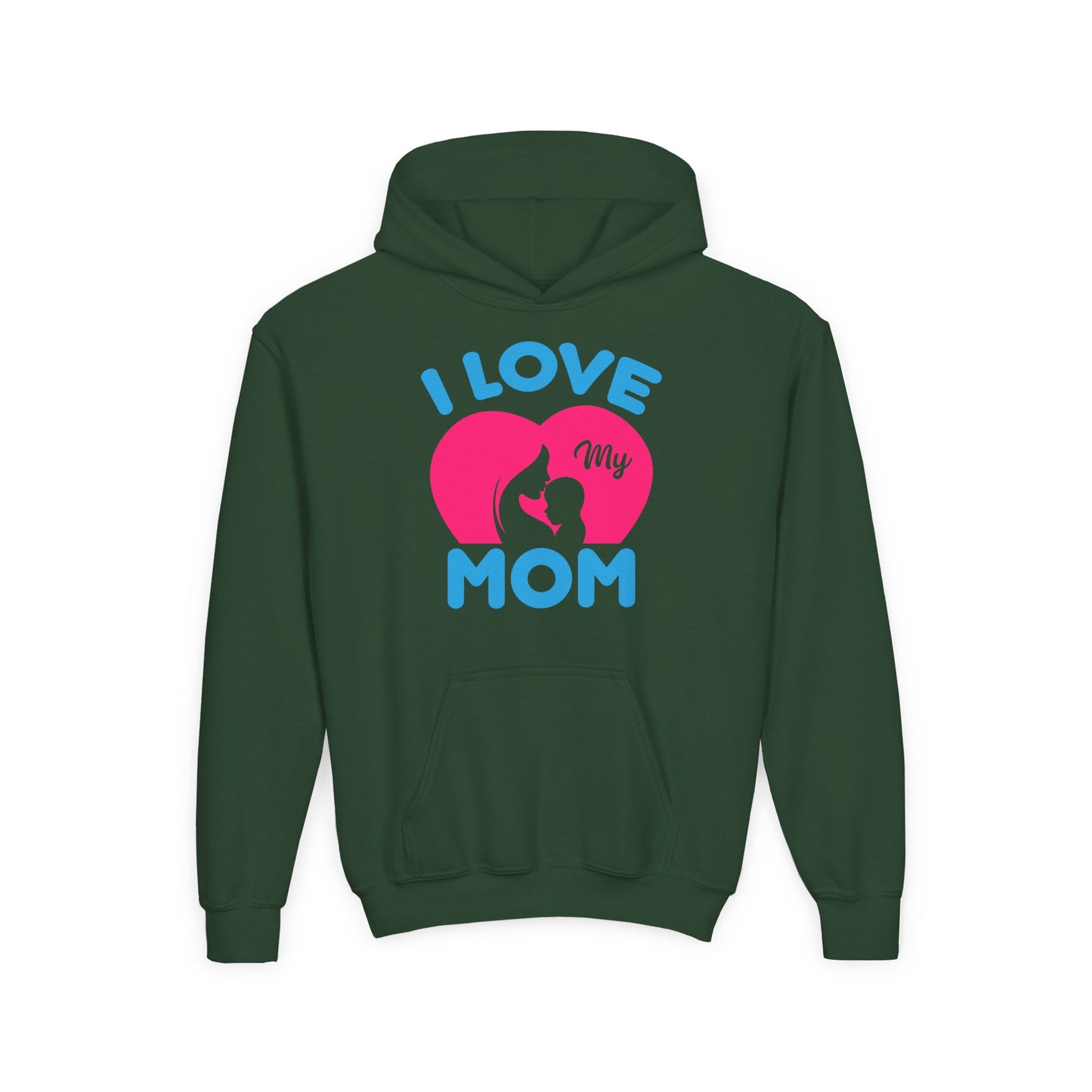 Youth Heavy Blend Hooded Sweatshirt -  i love my mom logo