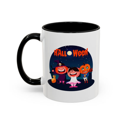 Accent Coffee Mug - Super kiddo wearing pumpkin - [[{"value":"Wonderwear Kid"}]]