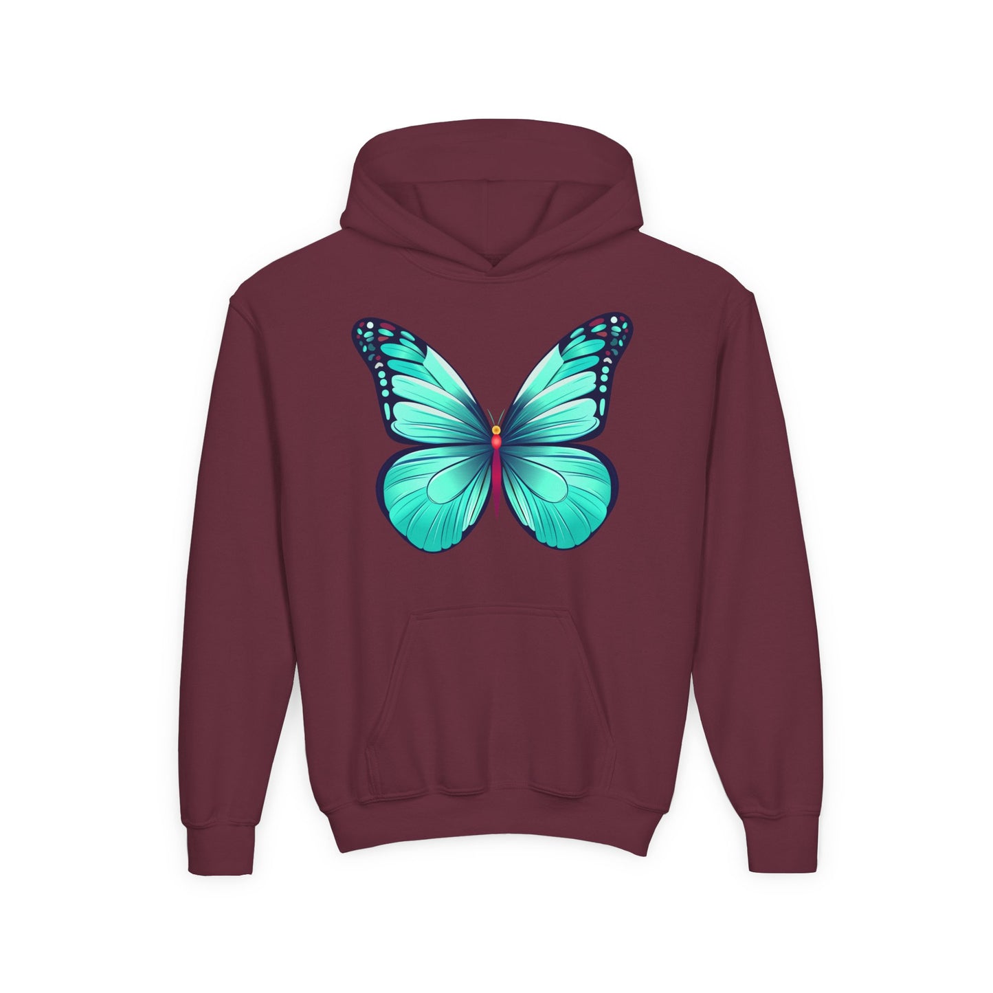 Youth Heavy Blend Hooded Sweatshirt - Butterfly - blue