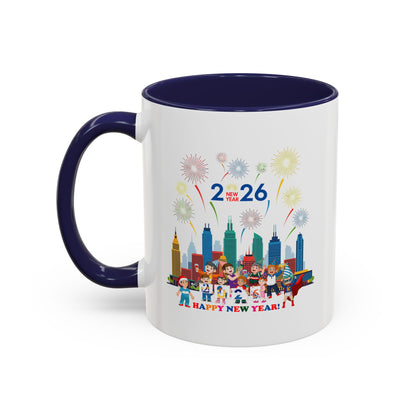 Accent Coffee Mug - Happy new year with fireworks - [[{"value":"Wonderwear Kid"}]]