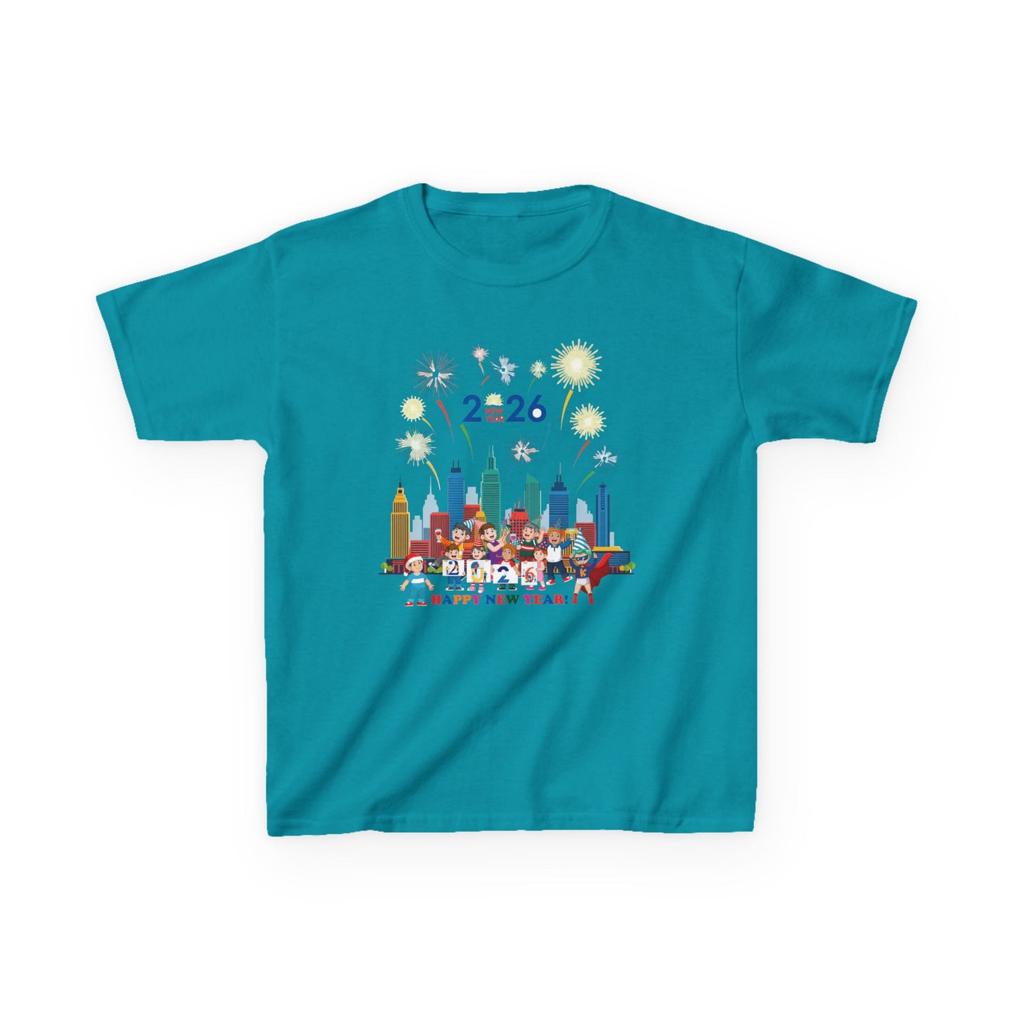 Kids Heavy Cotton™ Tee - Happy new year with fireworks - [[{"value":"Wonderwear Kid"}]]