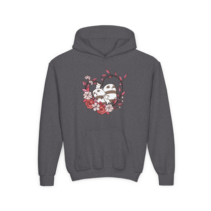 Youth Heavy Blend Hooded Sweatshirt - Panda and Cat love Printify
