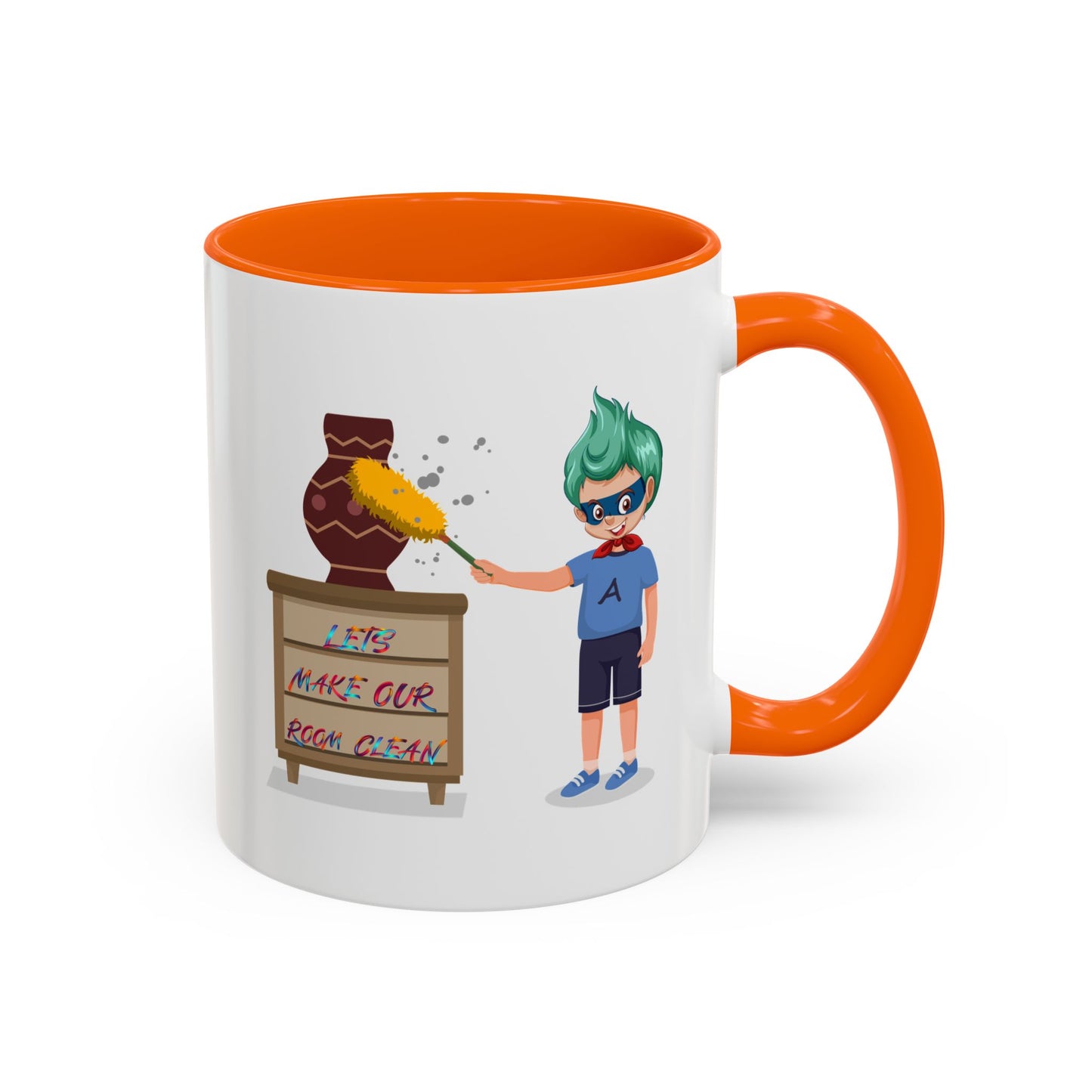Accent Coffee Mug - Super kiddo cleaning a vase