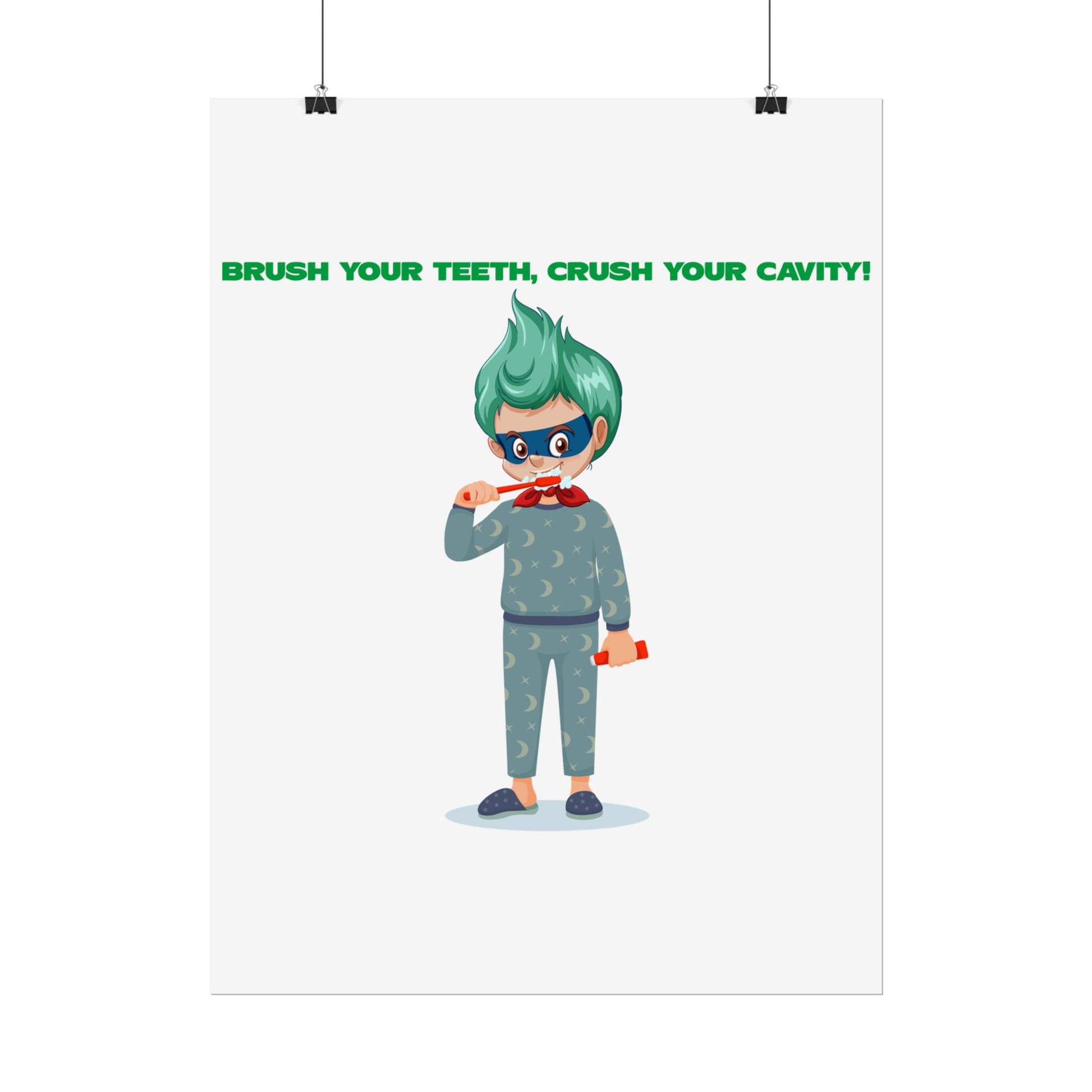 Rolled Posters - Super kiddo brushing teeth - [[{"value":"Wonderwear Kid"}]]