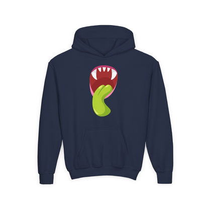 Youth Heavy Blend Hooded Sweatshirt - Monster showing tongue Printify