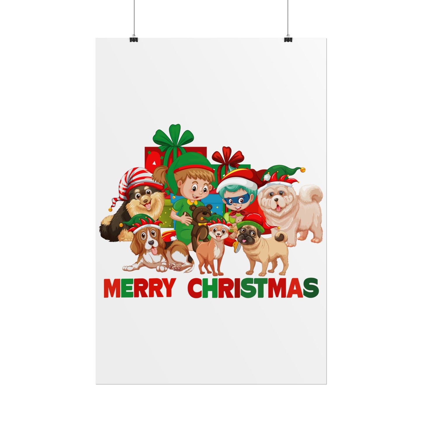 Rolled Posters - Christmas with super kiddo pet friends with text - [[{"value":"Wonderwear Kid"}]]