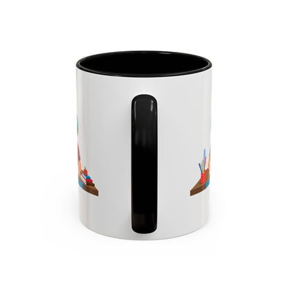 Accent Coffee Mug - Super kiddo studying - [[{"value":"Wonderwear Kid"}]]