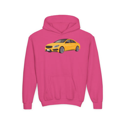 Youth Heavy Blend Hooded Sweatshirt - Yellow car Printify