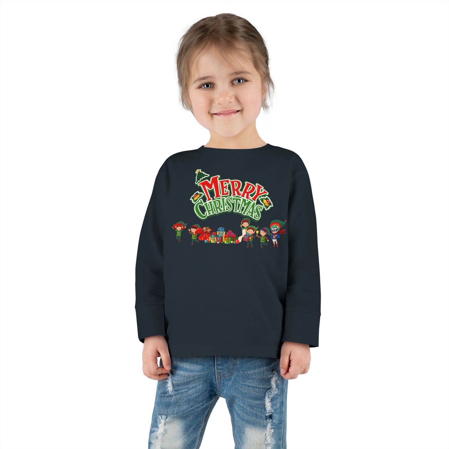 Toddler Long Sleeve Tee - Merry christmas from super friends - [[{"value":"Wonderwear Kid"}]]