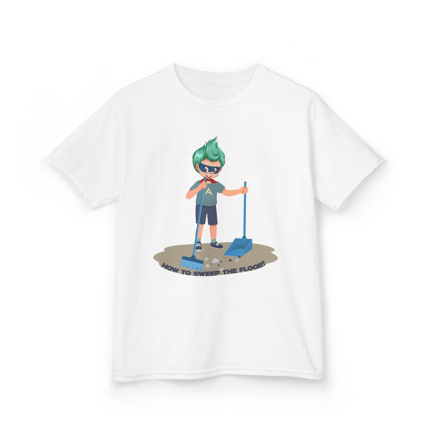 Kids Heavy Cotton™ Tee - Super kiddo sweeping floor - [[{"value":"Wonderwear Kid"}]]