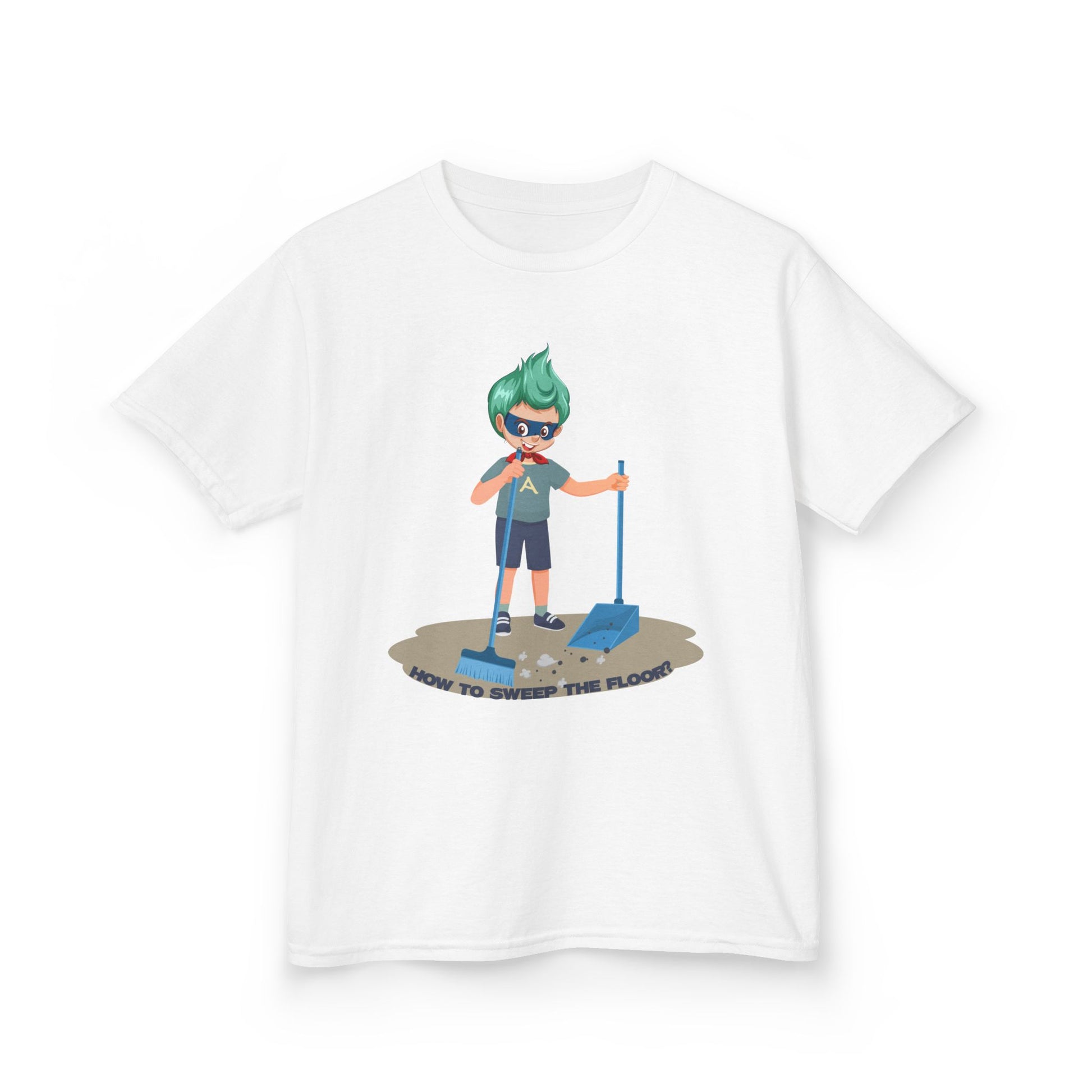 Kids Heavy Cotton™ Tee - Super kiddo sweeping floor - [[{"value":"Wonderwear Kid"}]]
