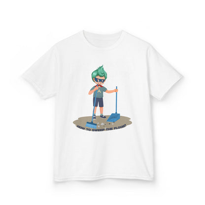 Kids Heavy Cotton™ Tee - Super kiddo sweeping floor - [[{"value":"Wonderwear Kid"}]]