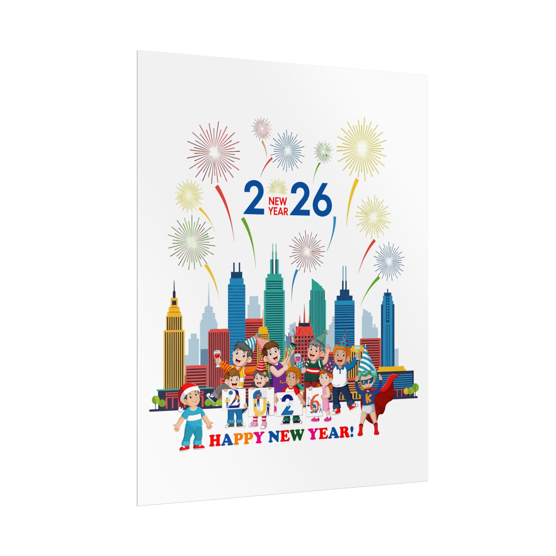 Rolled Posters - Happy new year with fireworks - [[{"value":"Wonderwear Kid"}]]