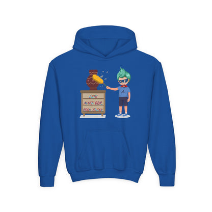 Youth Heavy Blend Hooded Sweatshirt - Super kiddo cleaning a vase - [[{"value":"Wonderwear Kid"}]]