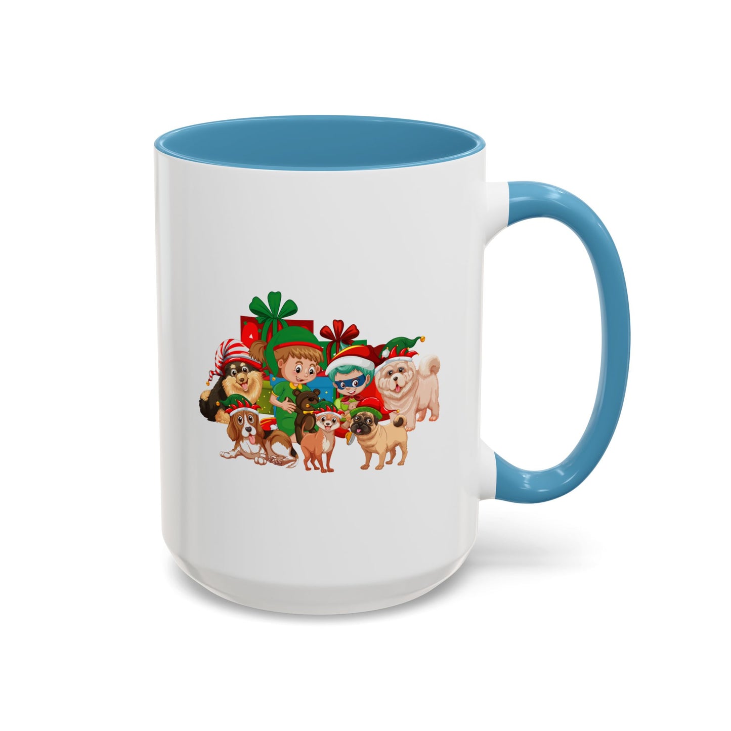 Accent Coffee Mug - Christmas with super kiddo pet friends without text