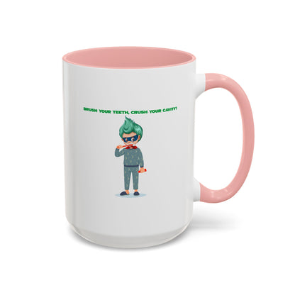 Accent Coffee Mug - Super kiddo brushing teeth - [[{"value":"Wonderwear Kid"}]]
