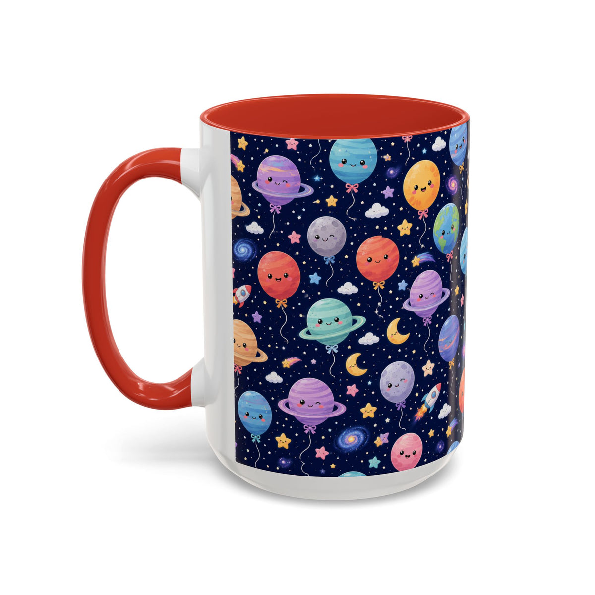 Accent Coffee Mug (11/15 oz) - Kawaii Space Balloon Planet