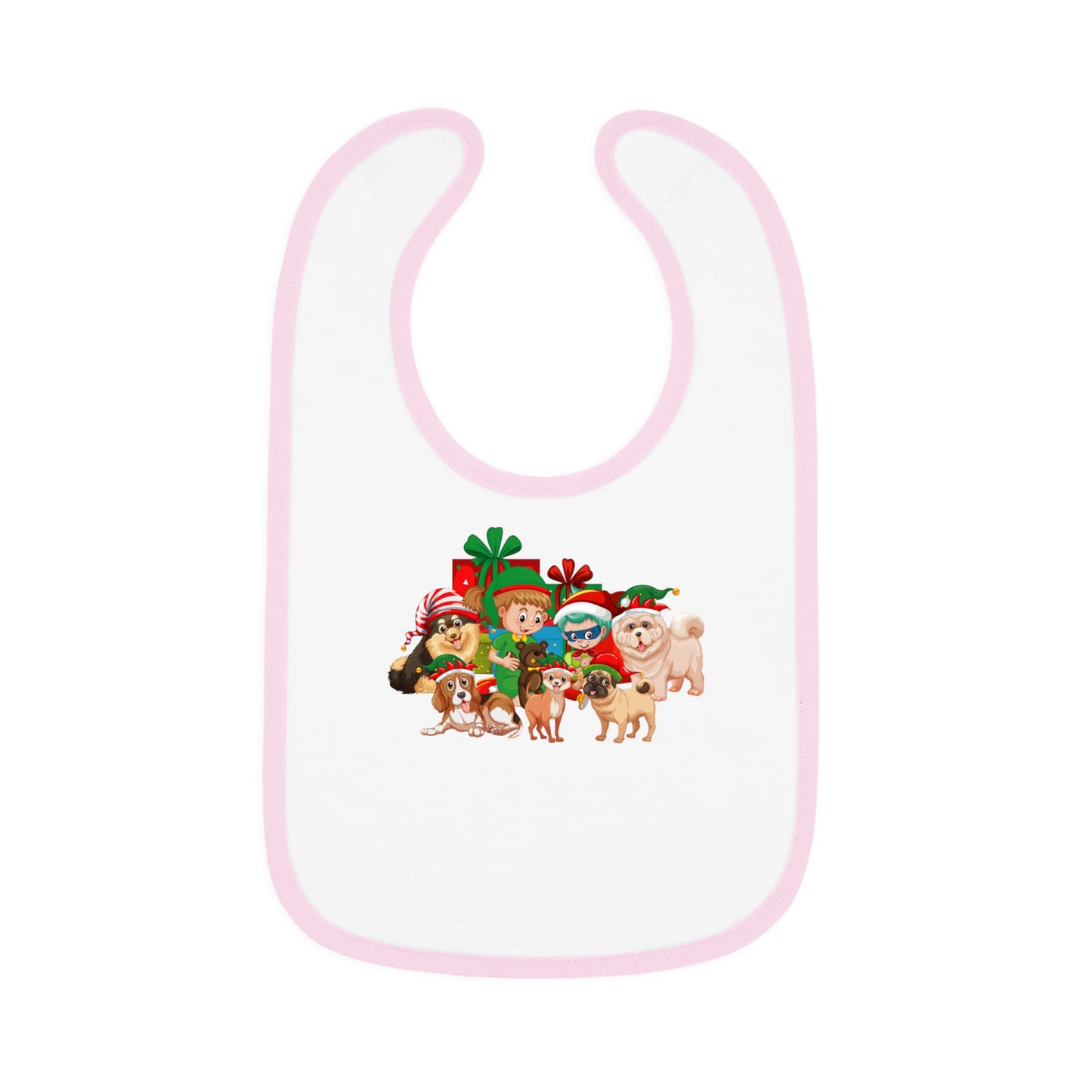 Baby Bib - Christmas with super kiddo pet friends without text