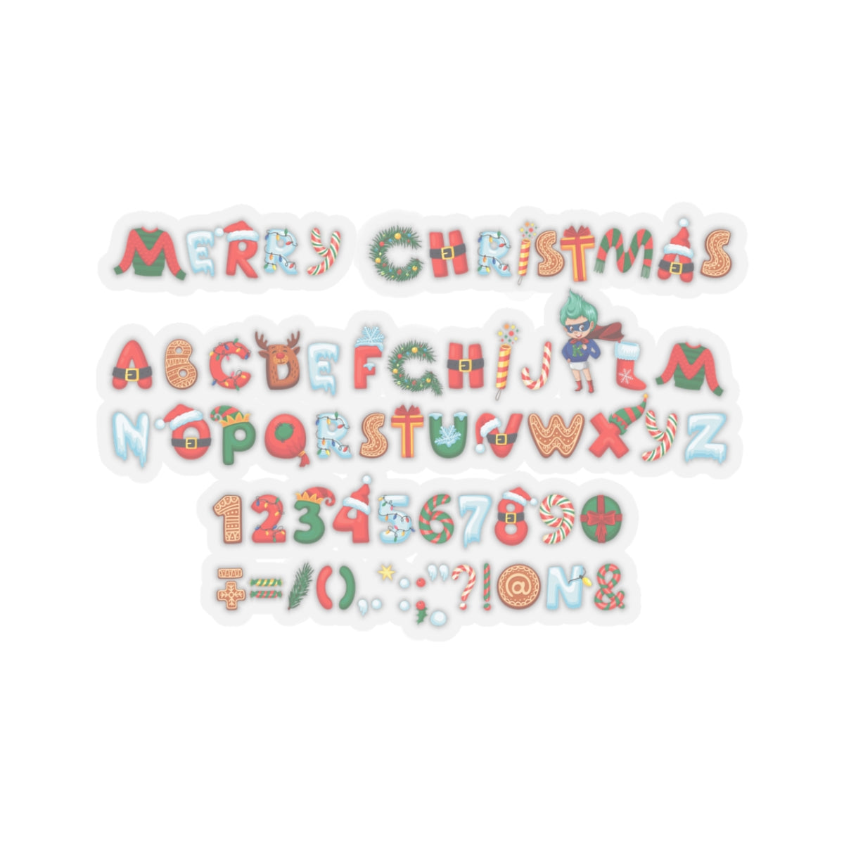 Kiss-Cut Stickers - Christmas alphabet - [[{"value":"Wonderwear Kid"}]]