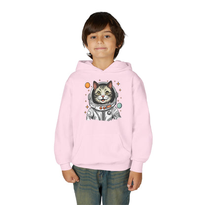 Youth Heavy Blend Hooded Sweatshirt - Astronaut cat Printify