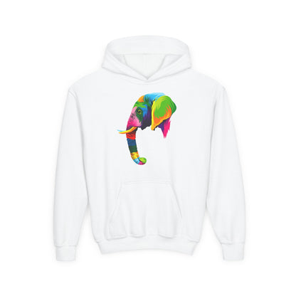 Youth hoodie with adorable elephant design Printify