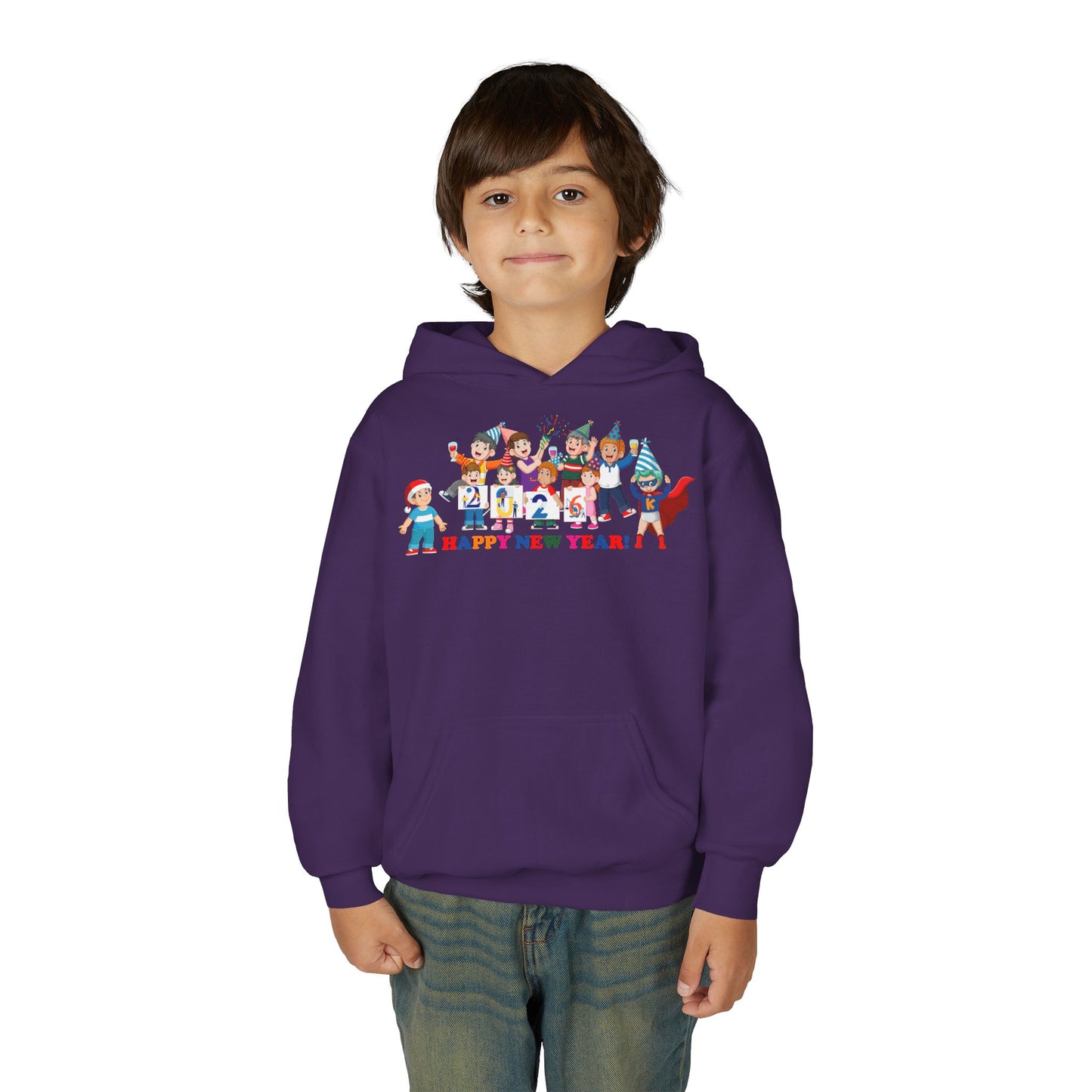 Youth Heavy Blend Hooded Sweatshirt - Happy new year from super kiddo