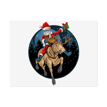 Rolled Posters - Super kiddo riding a reindeer - [[{"value":"Wonderwear Kid"}]]