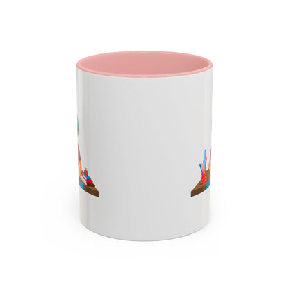 Accent Coffee Mug - Super kiddo studying - [[{"value":"Wonderwear Kid"}]]