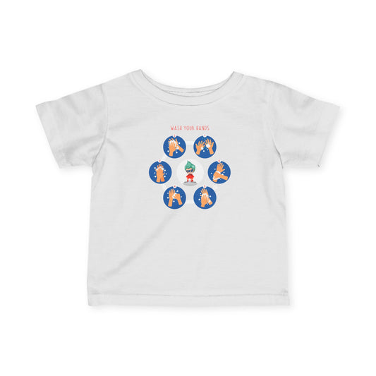 Infant Fine Jersey Tee - Super kiddo teaching how to wash hands - [[{"value":"Wonderwear Kid"}]]