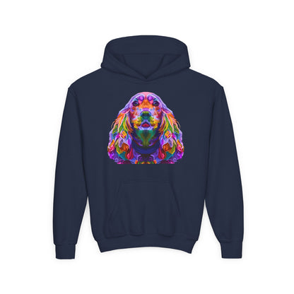 Youth hoodie with adorable golden retriever design Printify